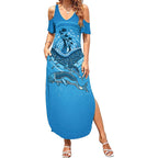 Aboriginal Ocean Dugong Summer Maxi Dress Dot Art Dreamtime Tree of Life