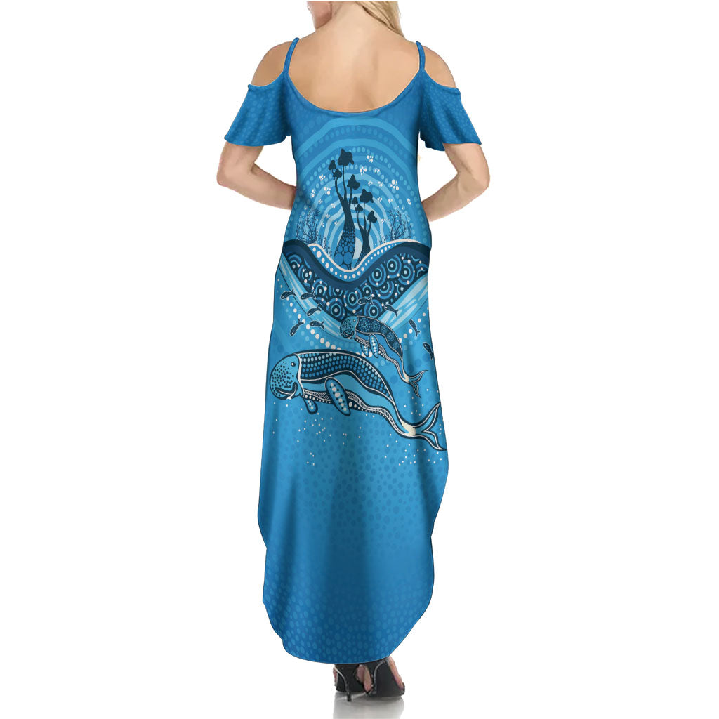 Aboriginal Ocean Dugong Summer Maxi Dress Dot Art Dreamtime Tree of Life