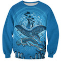 Aboriginal Ocean Dugong Sweatshirt Dot Art Dreamtime Tree of Life