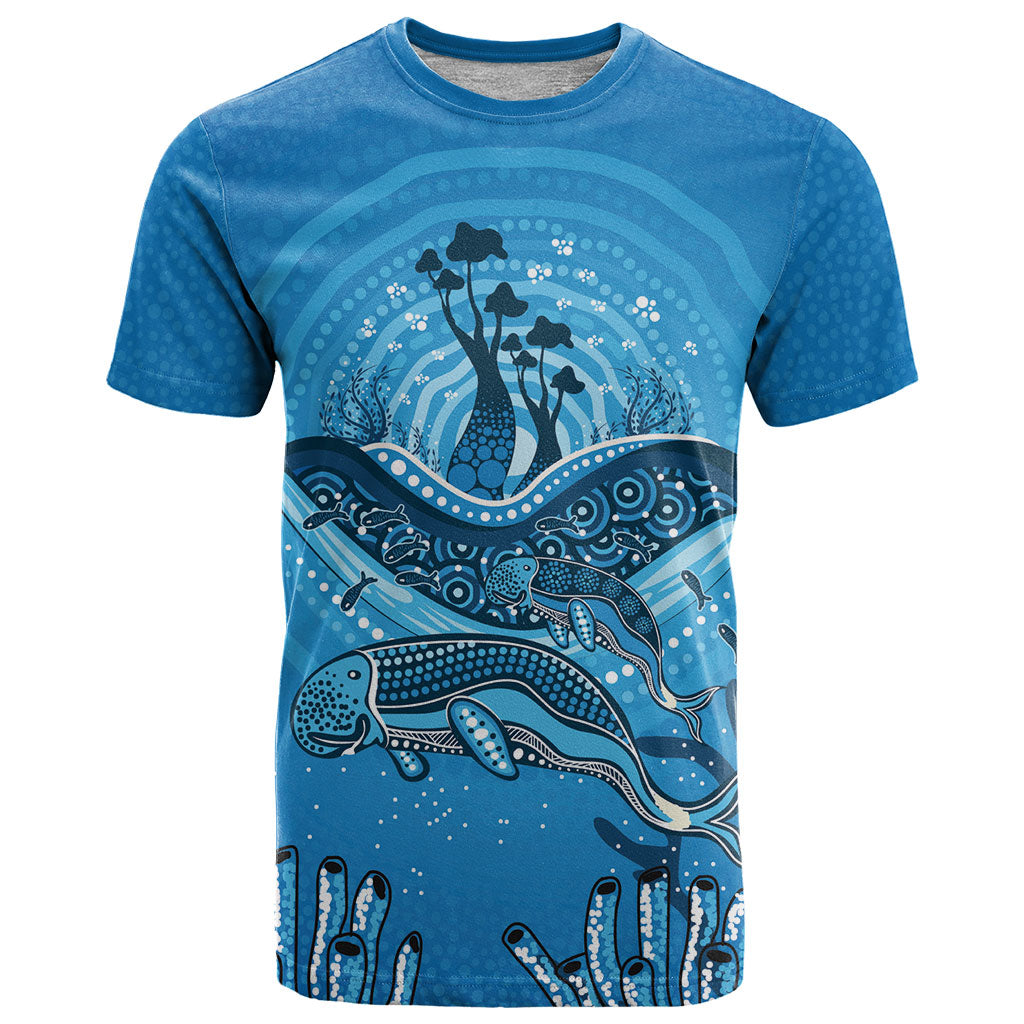 Aboriginal Ocean Dugong T Shirt Dot Art Dreamtime Tree of Life