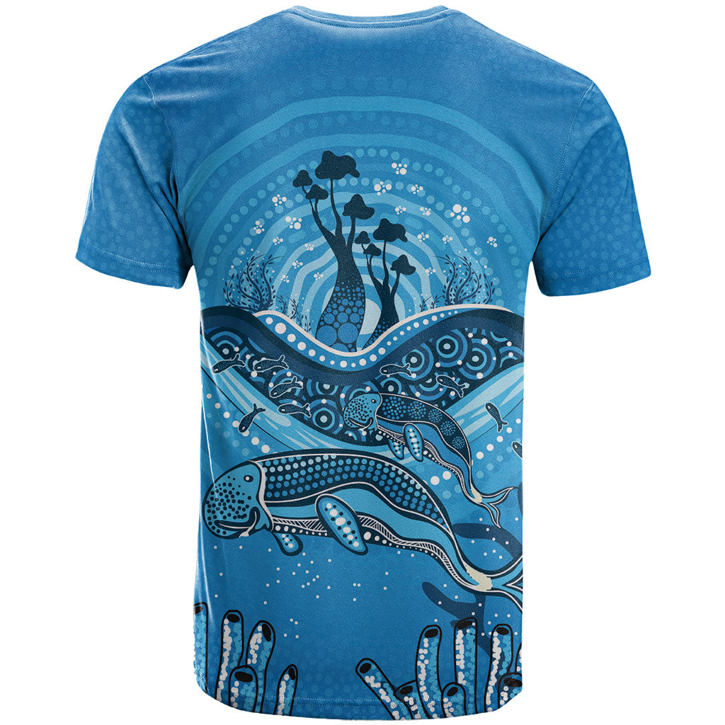 Aboriginal Ocean Dugong T Shirt Dot Art Dreamtime Tree of Life