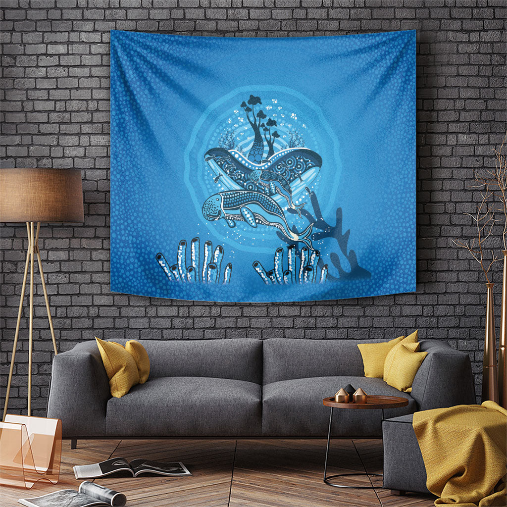 Aboriginal Ocean Dugong Tapestry Dot Art Dreamtime Tree of Life