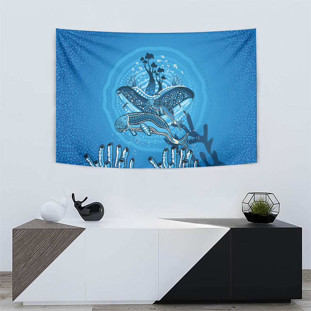 Aboriginal Ocean Dugong Tapestry Dot Art Dreamtime Tree of Life