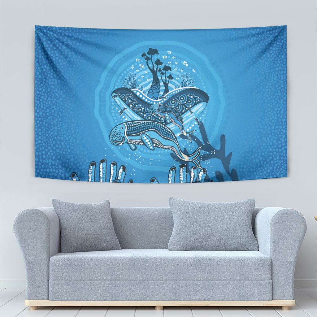 Aboriginal Ocean Dugong Tapestry Dot Art Dreamtime Tree of Life