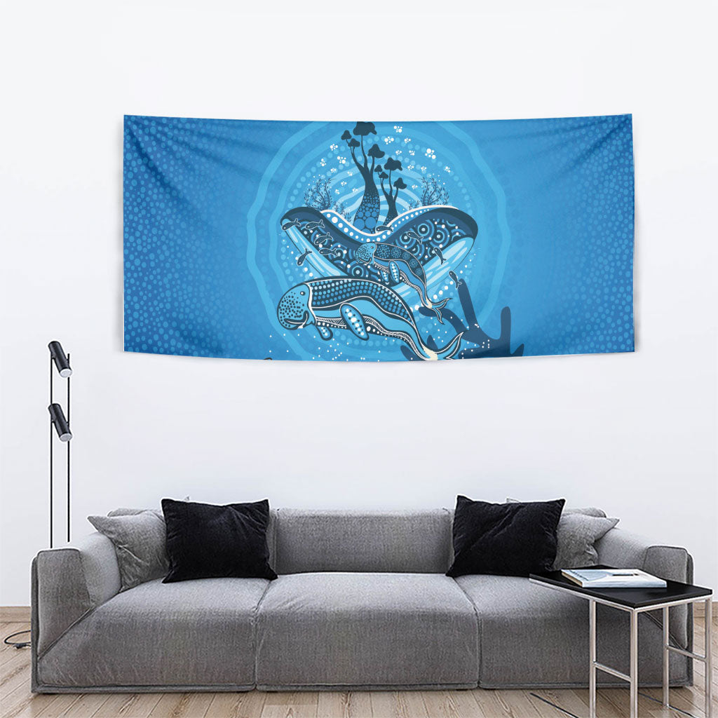 Aboriginal Ocean Dugong Tapestry Dot Art Dreamtime Tree of Life