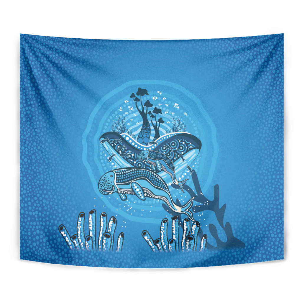 Aboriginal Ocean Dugong Tapestry Dot Art Dreamtime Tree of Life