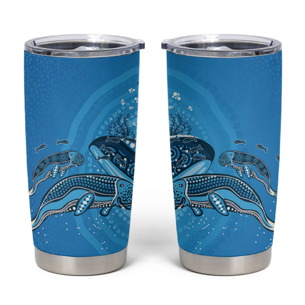 Aboriginal Ocean Dugong Tumbler Cup Dot Art Dreamtime Tree of Life