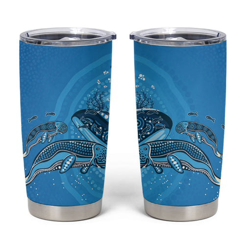 Aboriginal Ocean Dugong Tumbler Cup Dot Art Dreamtime Tree of Life