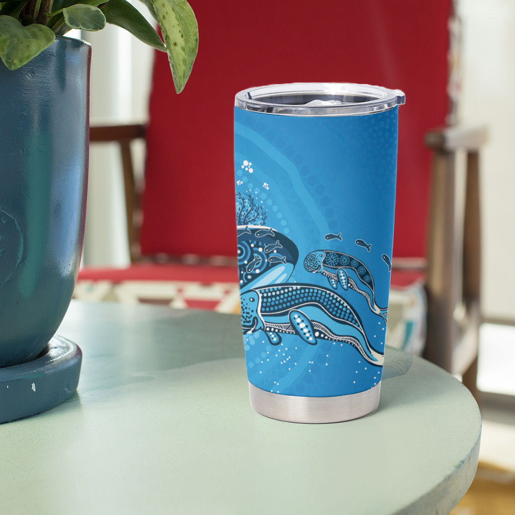 Aboriginal Ocean Dugong Tumbler Cup Dot Art Dreamtime Tree of Life