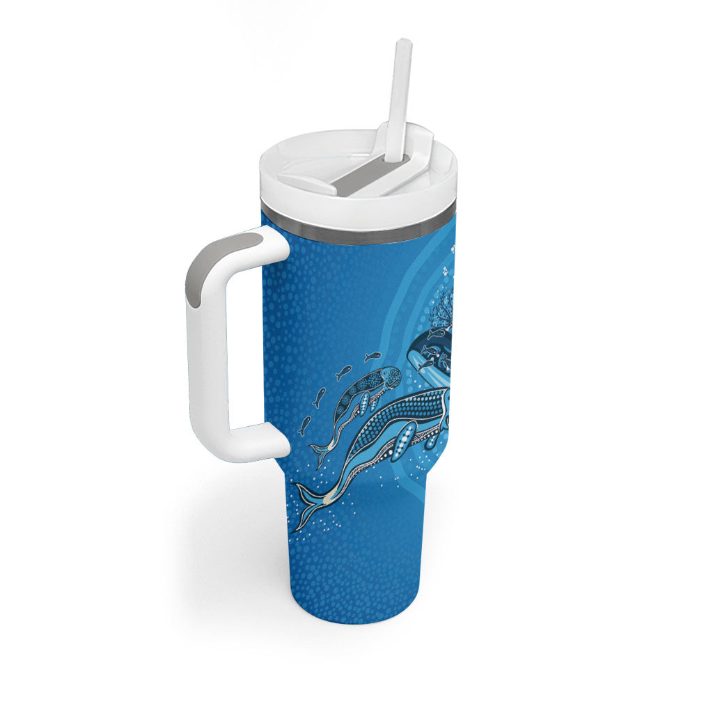 Aboriginal Ocean Dugong Tumbler With Handle Dot Art Dreamtime Tree of Life
