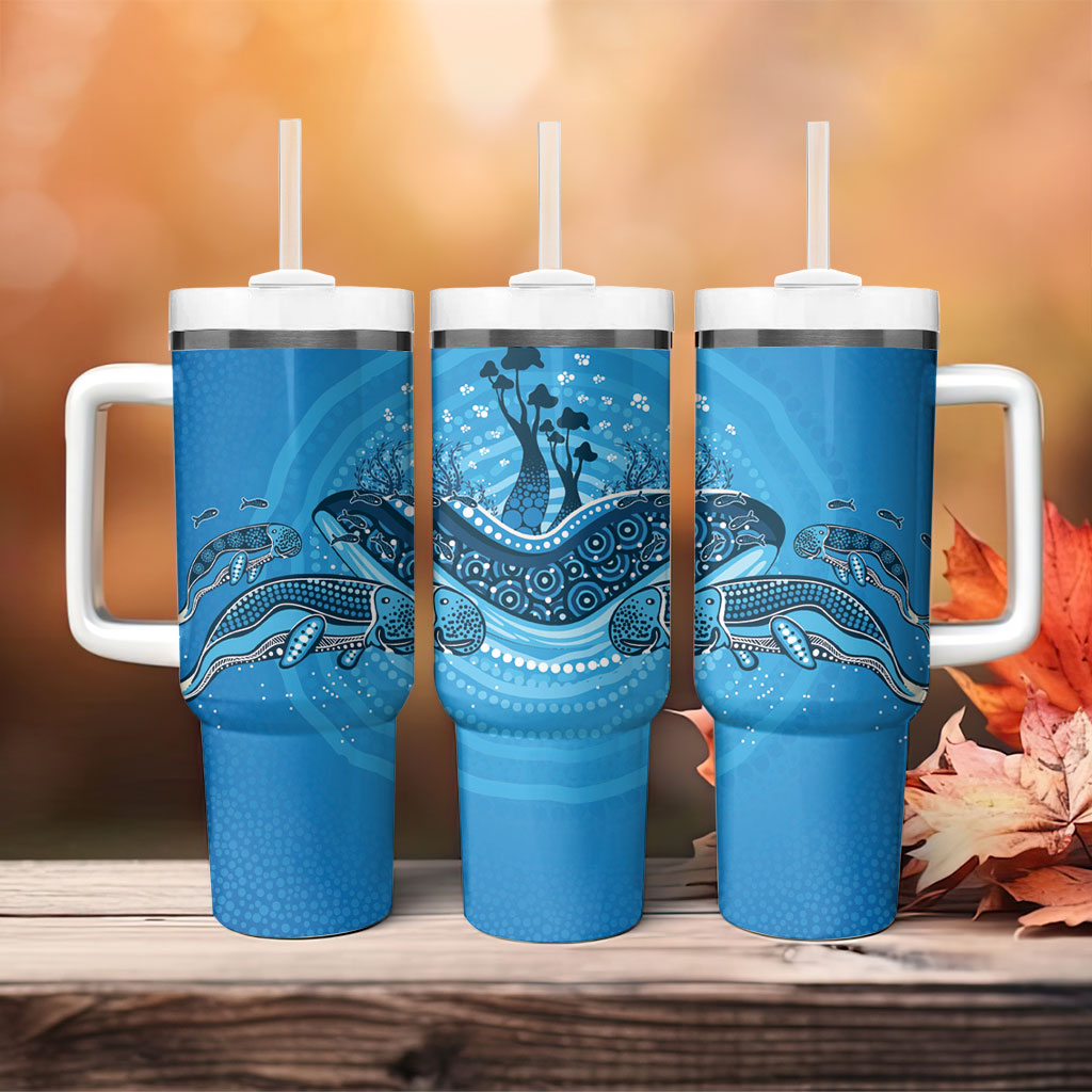 Aboriginal Ocean Dugong Tumbler With Handle Dot Art Dreamtime Tree of Life
