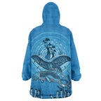 Aboriginal Ocean Dugong Wearable Blanket Hoodie Dot Art Dreamtime Tree of Life