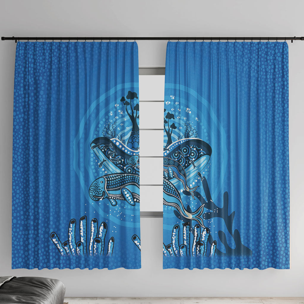 Aboriginal Ocean Dugong Window Curtain Dot Art Dreamtime Tree of Life