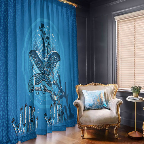 Aboriginal Ocean Dugong Window Curtain Dot Art Dreamtime Tree of Life