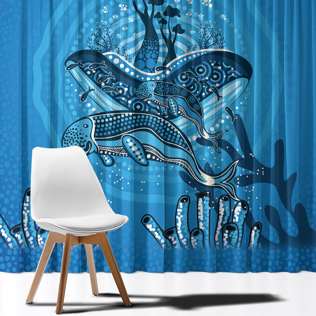 Aboriginal Ocean Dugong Window Curtain Dot Art Dreamtime Tree of Life