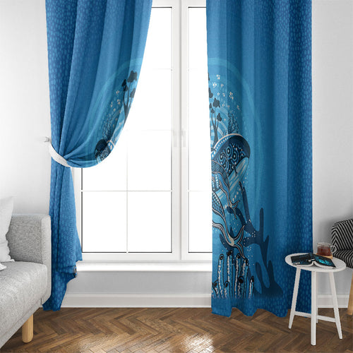 Aboriginal Ocean Dugong Window Curtain Dot Art Dreamtime Tree of Life