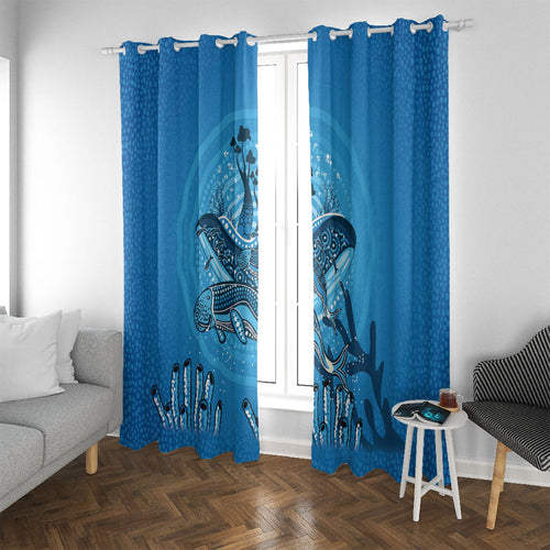 Aboriginal Ocean Dugong Window Curtain Dot Art Dreamtime Tree of Life