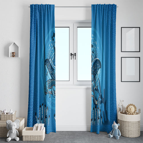Aboriginal Ocean Dugong Window Curtain Dot Art Dreamtime Tree of Life