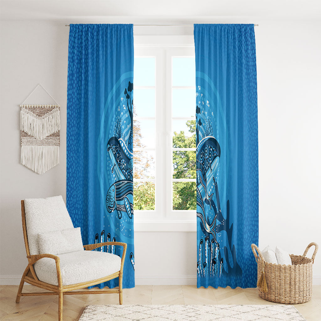 Aboriginal Ocean Dugong Window Curtain Dot Art Dreamtime Tree of Life