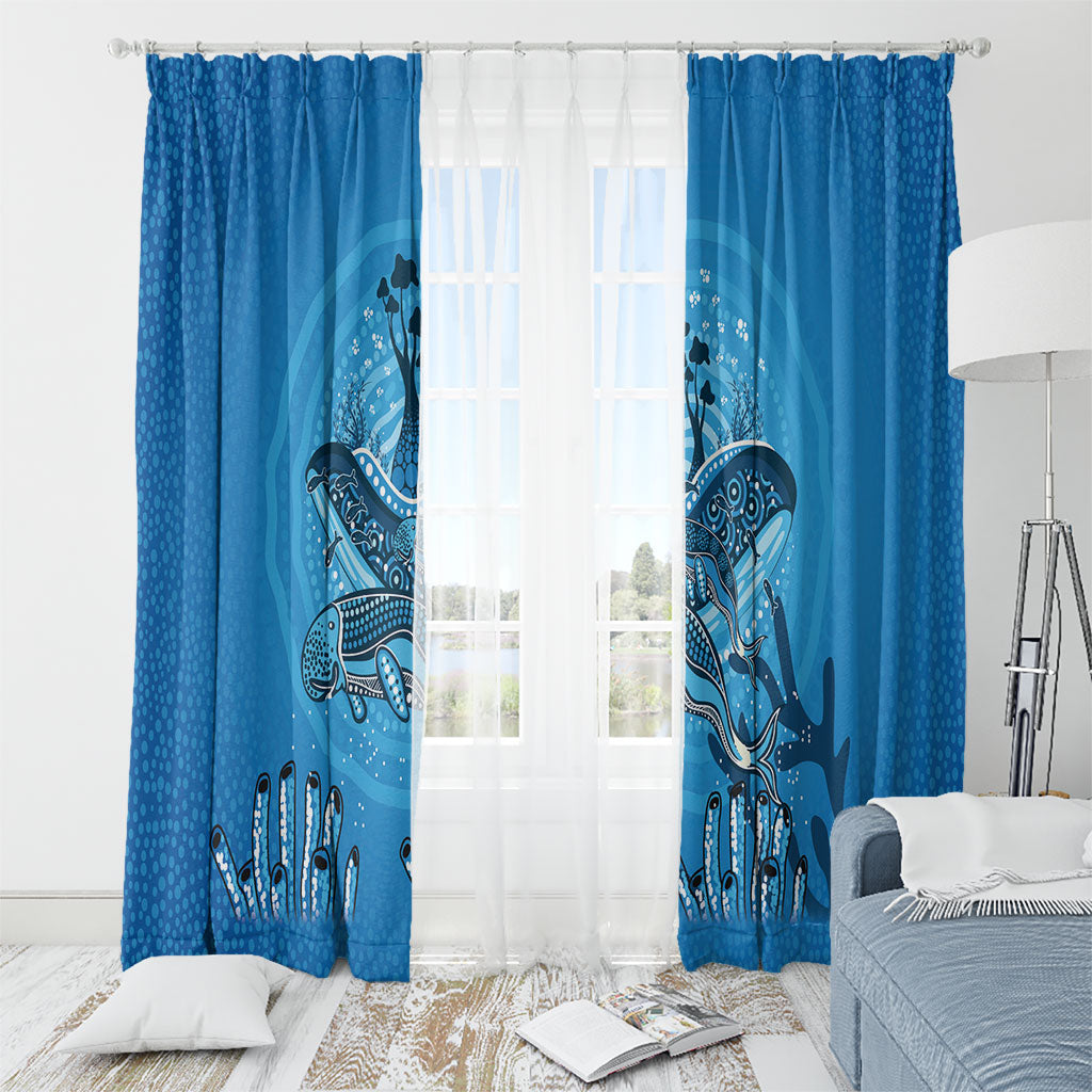 Aboriginal Ocean Dugong Window Curtain Dot Art Dreamtime Tree of Life