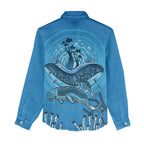 Aboriginal Ocean Dugong Women Casual Shirt Dot Art Dreamtime Tree of Life