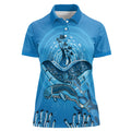 Aboriginal Ocean Dugong Women Polo Shirt Dot Art Dreamtime Tree of Life
