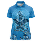 Aboriginal Ocean Dugong Women Polo Shirt Dot Art Dreamtime Tree of Life