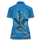 Aboriginal Ocean Dugong Women Polo Shirt Dot Art Dreamtime Tree of Life
