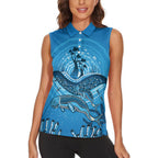 Aboriginal Ocean Dugong Women Sleeveless Polo Shirt Dot Art Dreamtime Tree of Life