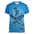 Aboriginal Ocean Dugong Women V-Neck T-Shirt Dot Art Dreamtime Tree of Life