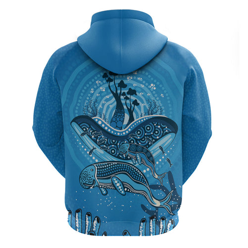 Aboriginal Ocean Dugong Zip Hoodie Dot Art Dreamtime Tree of Life