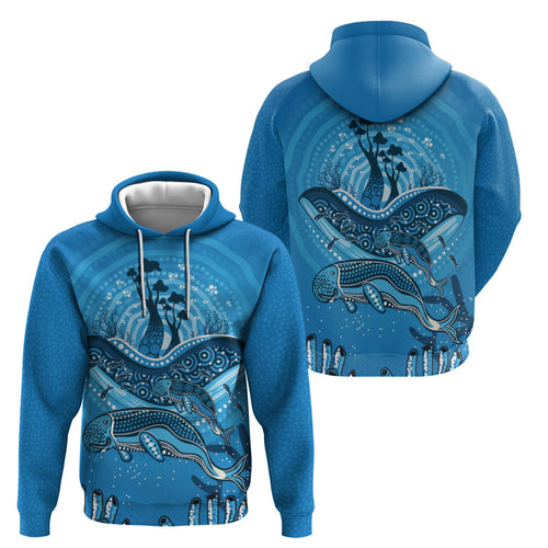 Aboriginal Ocean Dugong Zip Hoodie Dot Art Dreamtime Tree of Life