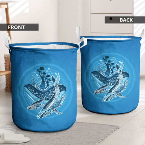 Aboriginal Ocean Whale Laundry Basket Dot Art Dreamtime Tree of Life