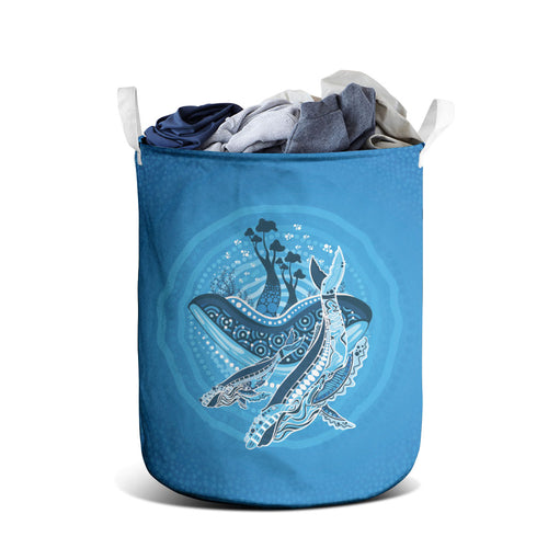 Aboriginal Ocean Whale Laundry Basket Dot Art Dreamtime Tree of Life