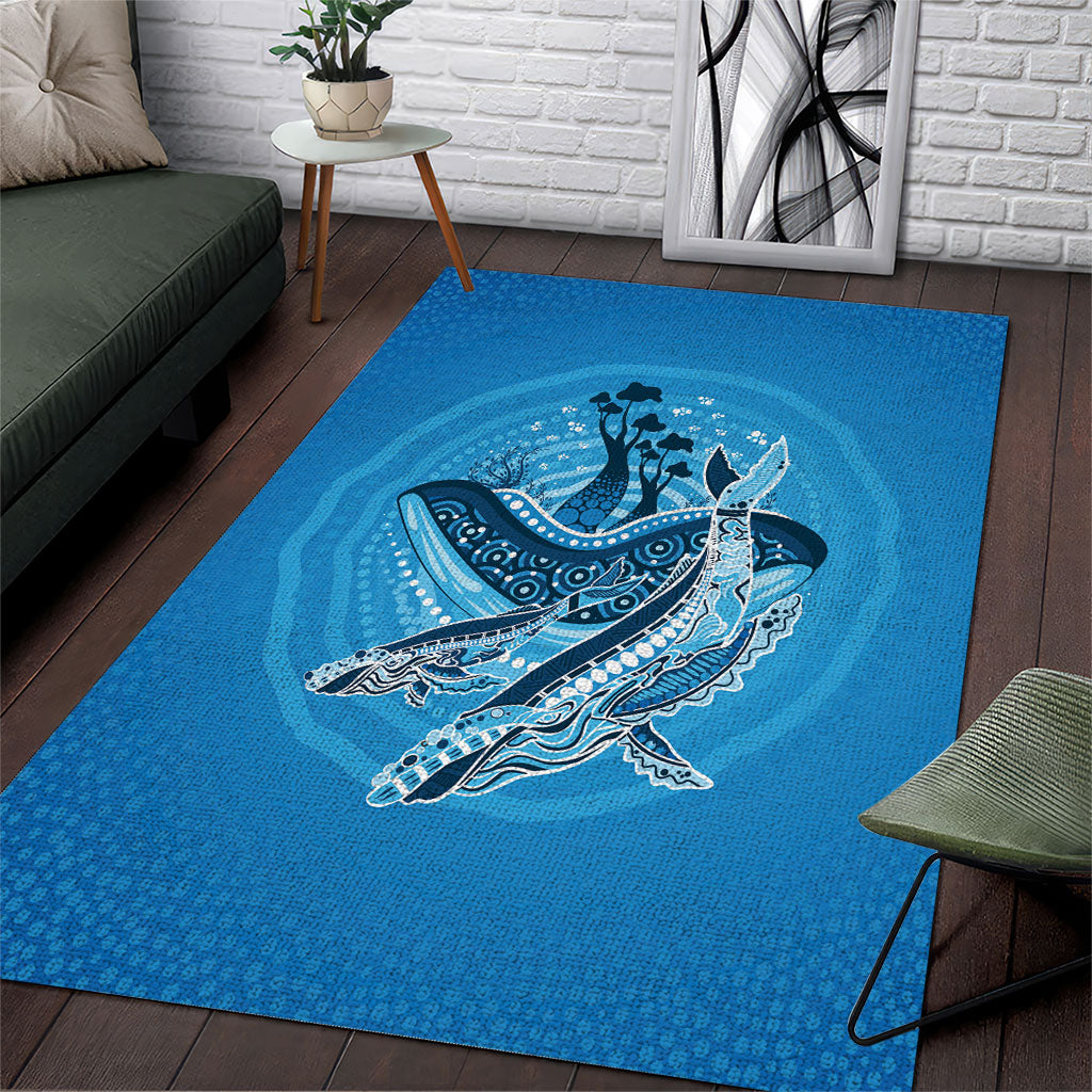 Aboriginal Ocean Whale Area Rug Dot Art Dreamtime Tree of Life