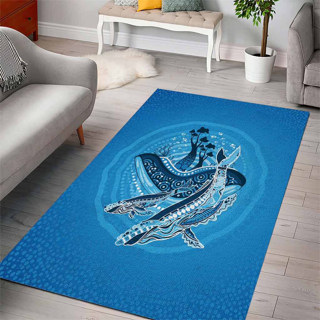 Aboriginal Ocean Whale Area Rug Dot Art Dreamtime Tree of Life