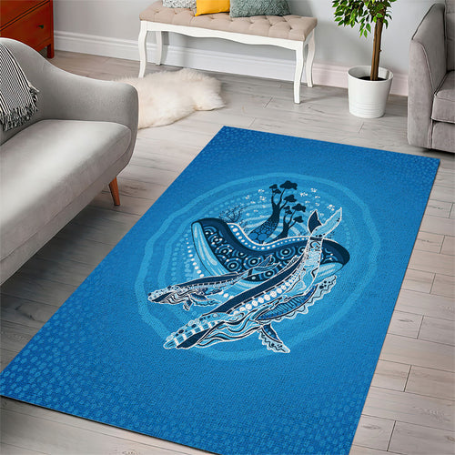 Aboriginal Ocean Whale Area Rug Dot Art Dreamtime Tree of Life