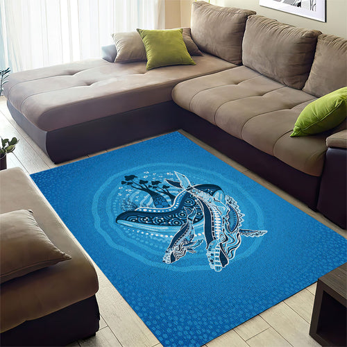 Aboriginal Ocean Whale Area Rug Dot Art Dreamtime Tree of Life