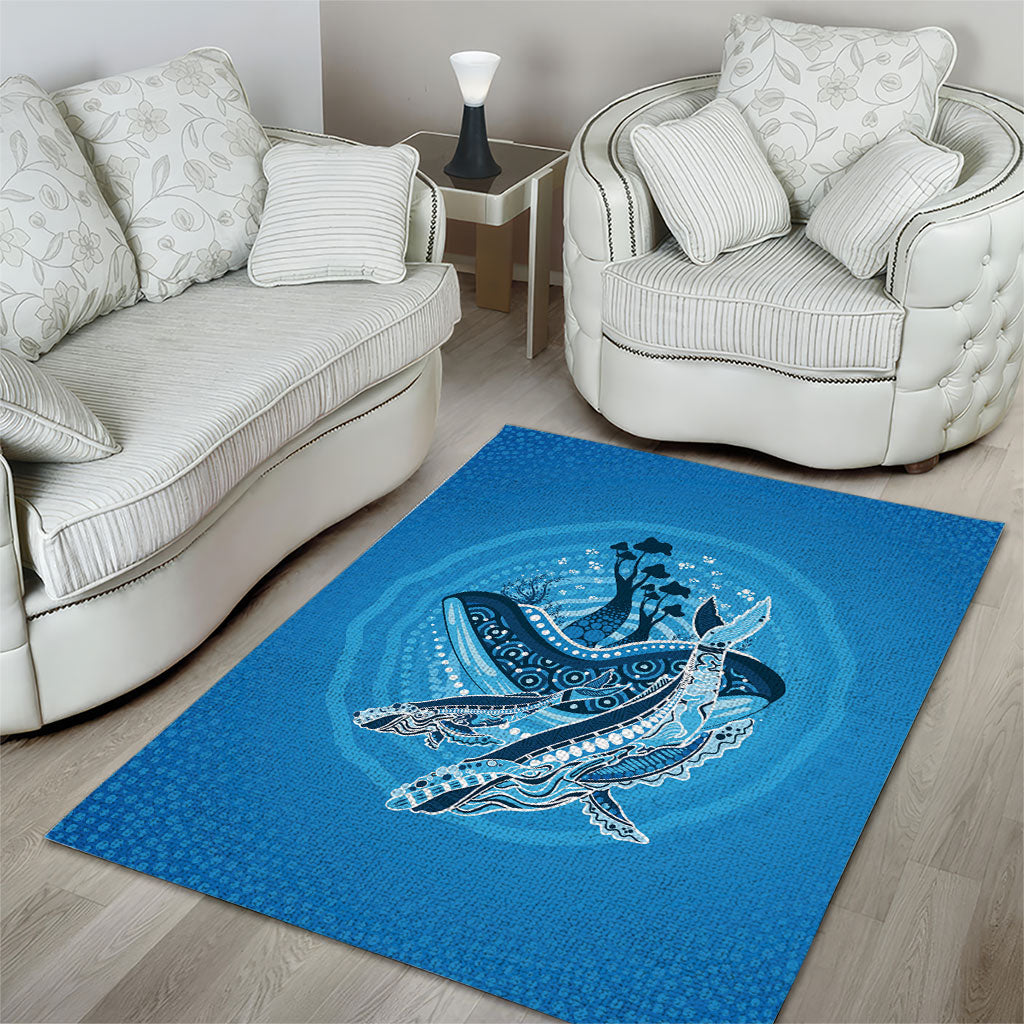 Aboriginal Ocean Whale Area Rug Dot Art Dreamtime Tree of Life