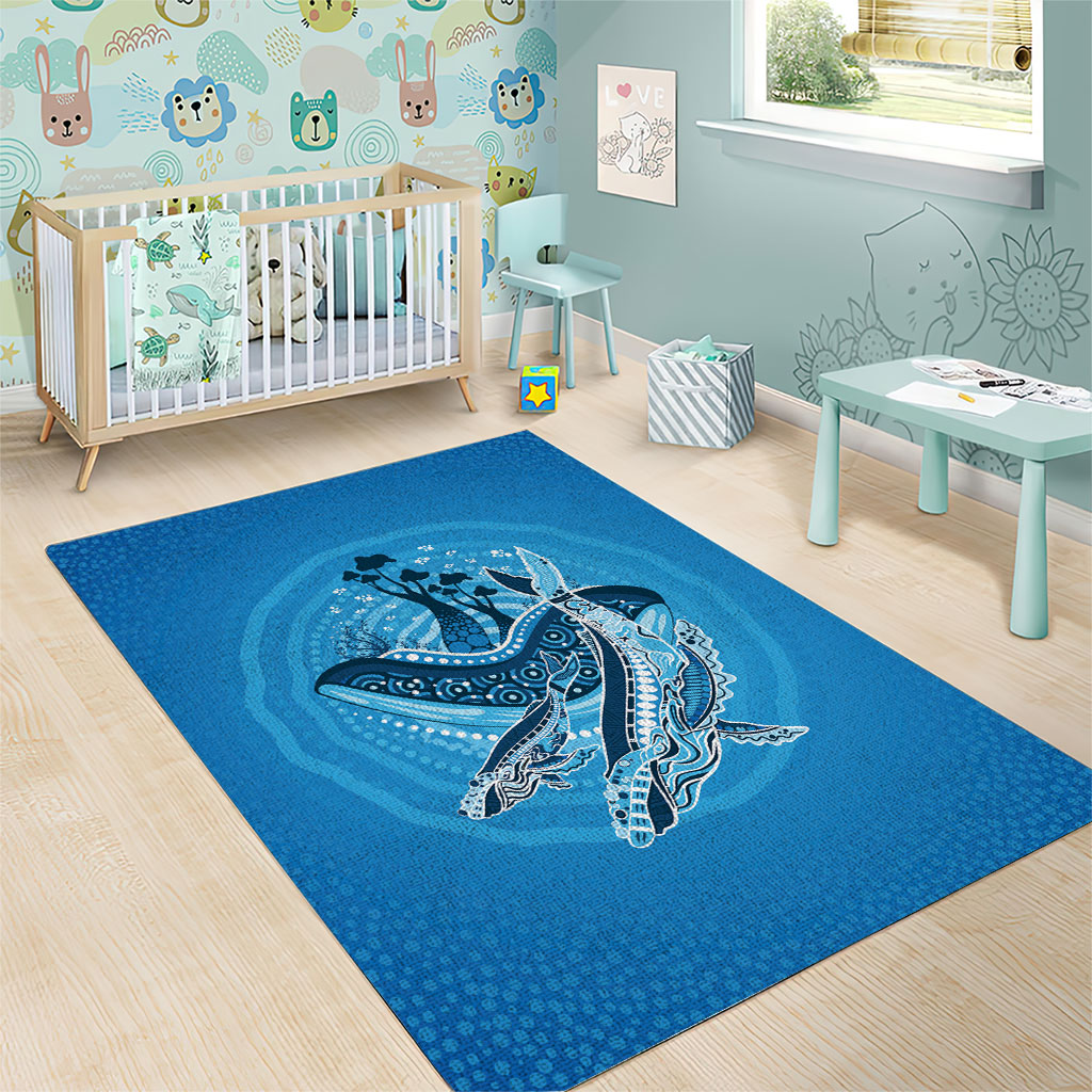 Aboriginal Ocean Whale Area Rug Dot Art Dreamtime Tree of Life