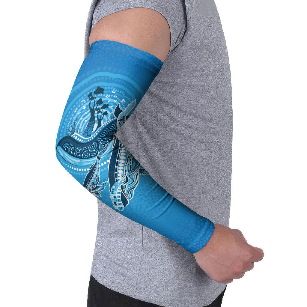 Aboriginal Ocean Whale Arm Sleeves Dot Art Dreamtime Tree of Life