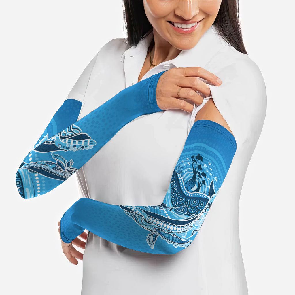 Aboriginal Ocean Whale Arm Sleeves Dot Art Dreamtime Tree of Life
