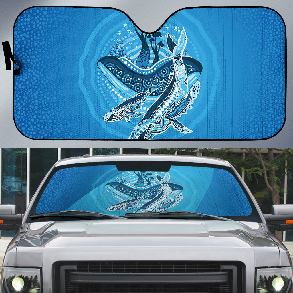 Aboriginal Ocean Whale Auto Sun Shade Dot Art Dreamtime Tree of Life