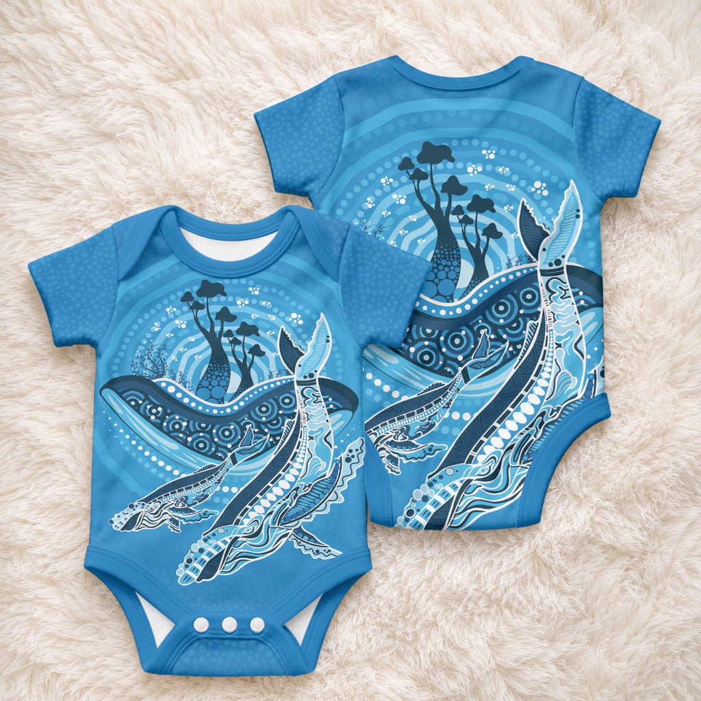 Aboriginal Ocean Whale Baby Onesie Dot Art Dreamtime Tree of Life