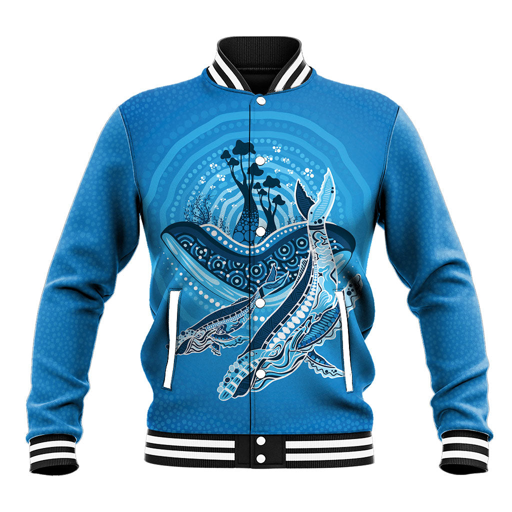 Aboriginal Ocean Whale Baseball Jacket Dot Art Dreamtime Tree of Life