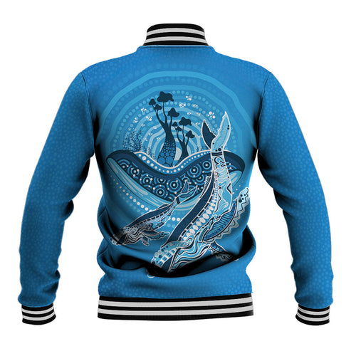 Aboriginal Ocean Whale Baseball Jacket Dot Art Dreamtime Tree of Life