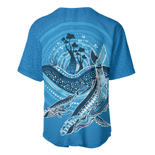 Aboriginal Ocean Whale Baseball Jersey Dot Art Dreamtime Tree of Life