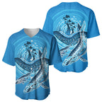 Aboriginal Ocean Whale Baseball Jersey Dot Art Dreamtime Tree of Life