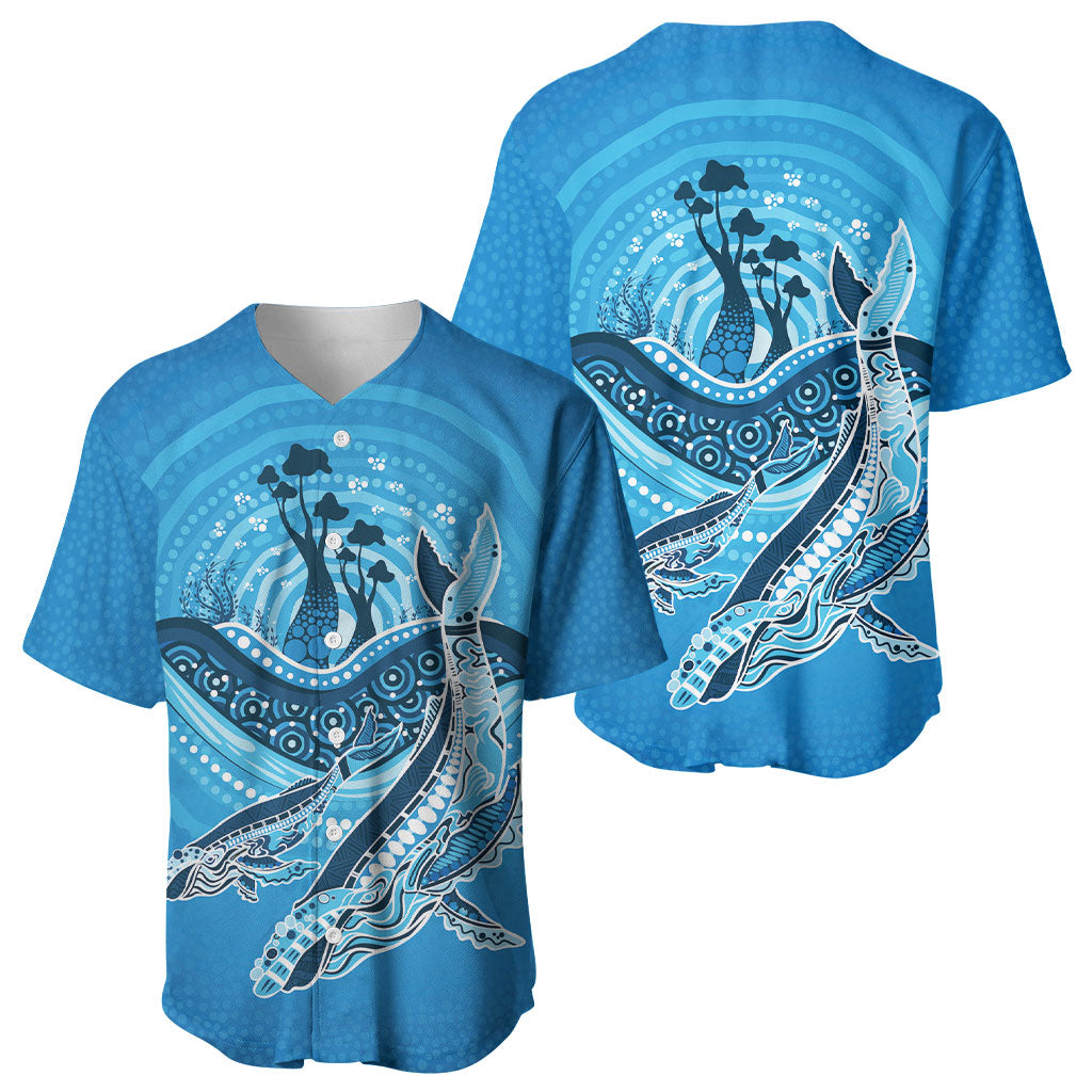 Aboriginal Ocean Whale Baseball Jersey Dot Art Dreamtime Tree of Life