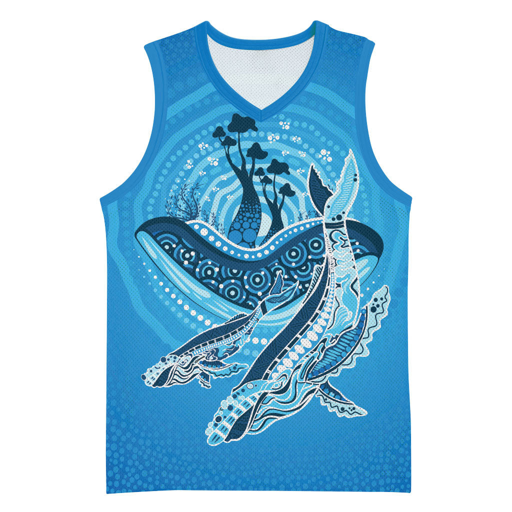 Aboriginal Ocean Whale Basketball Jersey Dot Art Dreamtime Tree of Life